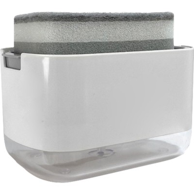 Dozator flippy, dispenser 2 in 1 pentru detergent lichid de vase sau pentru obiecte sanitare cu suport pentru burete de bucatarie , 8.6 x 14.5 x 10 cm foto