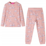Pijamale pentru copii cu maneci lungi roz deschis 140 GartenMobel Dekor, vidaXL