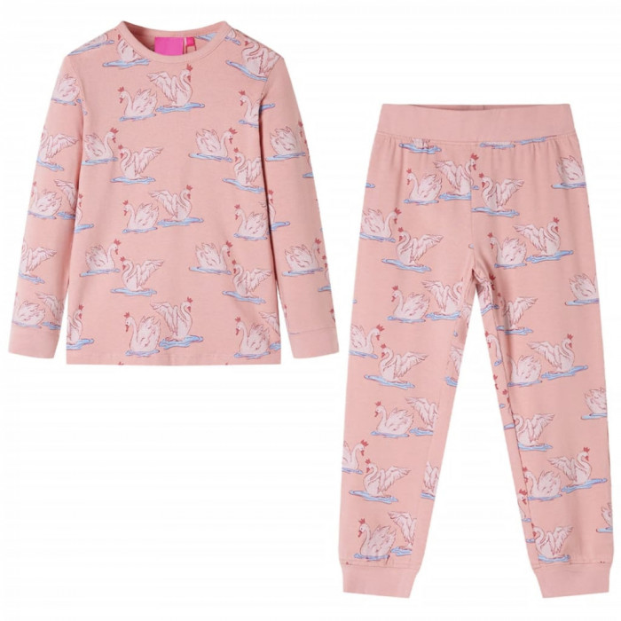 Pijamale pentru copii cu maneci lungi roz deschis 140 GartenMobel Dekor