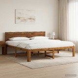 Cumpara ieftin Cadru de pat dublu cu spatar ROSTOCK natural 200 x 200 cm