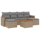 Cumpara ieftin Set canapele de gradina, 7 piese, cu perne, bej, poliratan