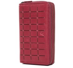 Portofel dama de piele Lavalen, protectie RFID, rosu maroniu, 20 x 11 x 4 cm - RESIGILAT