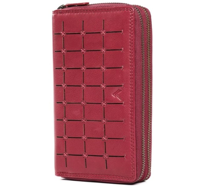 Portofel dama de piele Lavalen, protectie RFID, rosu maroniu, 20 x 11 x 4 cm - RESIGILAT
