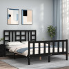 Cadru de pat cu tablie, negru, 140x200 cm, lemn masiv GartenMobel Dekor, vidaXL