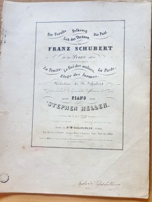 G446-I-Partituri vechi Pian solo-Frantz Schubert- Stephen Heller aproximativ a adnotat fata 1843, stare buna. foto