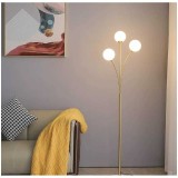 Cumpara ieftin Lampadar de podea, 3 globuri albe, dulie G9, culoare corp auriu, inaltime 158cm