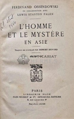 L&amp;#039;HOMME ET LE MYSTERE EN ASIE - Ferdinand Ossendowski (AE53) foto