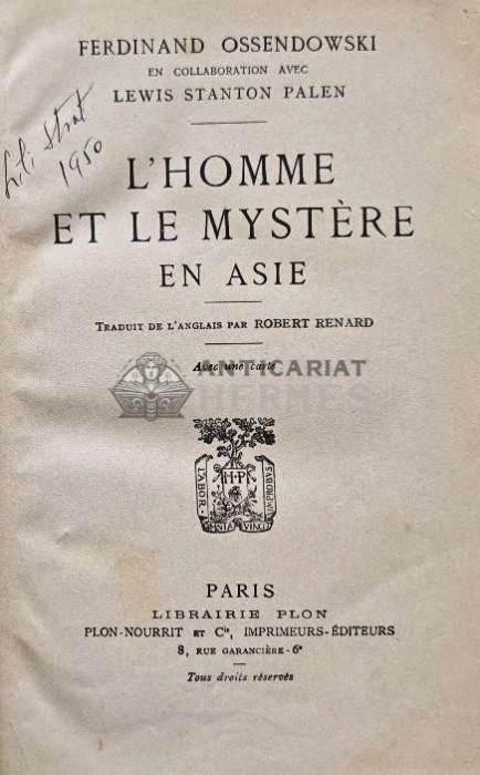 L&#039;HOMME ET LE MYSTERE EN ASIE - Ferdinand Ossendowski (AE53)