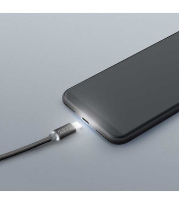 Cablu de date iPhone lightning 1m negru cu iluminare LED rosu delight foto