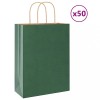 VidaXL Saci de h&acirc;rtie 50 buc cu m&acirc;nere verde 26x12x35 cm