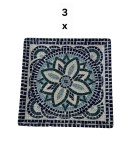 Set 3 platouri patrate, 18 cm, Decor albastru