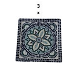 Set 3 platouri patrate, 18 cm, Decor albastru