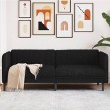 Canapea, 2 locuri, negru, material textil