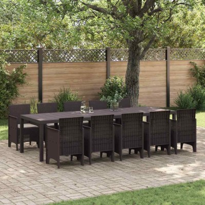 vidaXL Set de masă pentru grădină 11 pcs Maro și taupe Rattan poli foto
