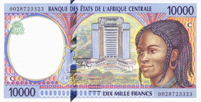 Bancnota Statele Africii Centrale ( Congo ) 10.000 Franci 2000 - P105Cf UNC foto