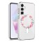 Husa pentru samsung galaxy a35 5g, atasare magnetica, magsafe, pink wreath 3, clear