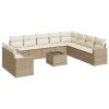 Set canapele de gradina cu perne, 11 piese, bej, poliratan