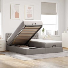 vidaXL Cadru de pat otoman cu saltele Taupe 160x200cm Material 3312861