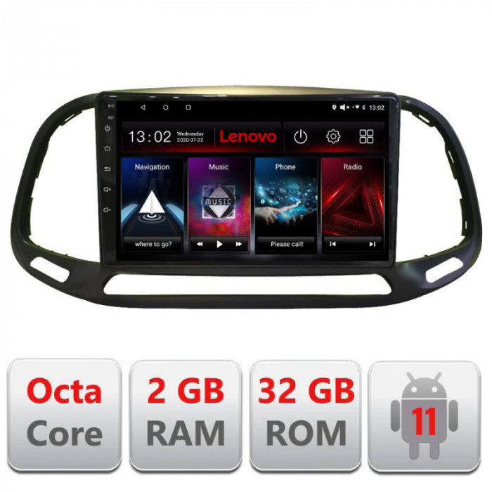 Navigatie dedicata Fiat Doblo 2015-2018 D-DOBLO15 Lenovo Octa Core cu Android Radio Bluetooth Internet GPS WIFI DSP 2+32 GB 4G CarStore Technology