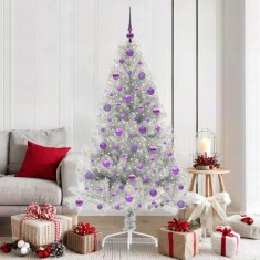vidaXL Pom de Crăciun artificial pre-iluminat Argintiu 180 cm PET 3397212