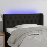 vidaXL Tăblie de pat cu LED, negru, 103x16x78/88 cm, textil
