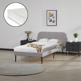 Pat tapitat cu saltea Porvoo 90x200 cm textil gri [en.casa] HausGarden Leisure