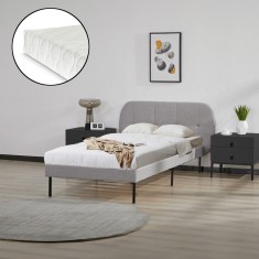 Pat tapitat cu saltea Porvoo 90x200 cm textil gri [en.casa] HausGarden Leisure foto