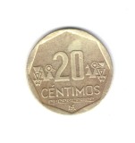 Moneda Peru 20 centimos 2025, stare foarte buna, curata