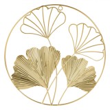 Decoratiune Metalica de Perete, Model Flori, Diametru 30cm, Culoare Aurie, Oem