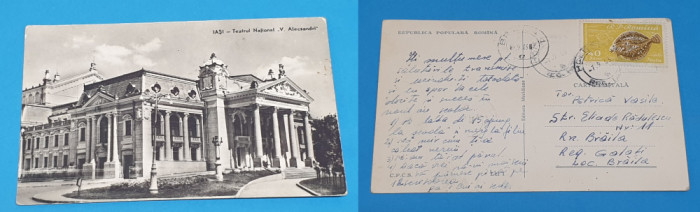 Carte Postala veche RPR circulata, anul 1963 - Iasi - Teatrul National