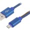 Cablu USB 2.0 A la Micro B, Aurit, 2m, Albastru