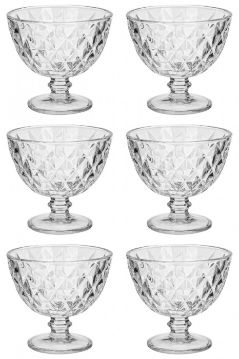 Set boluri, 6 piese, 300 ml, Sticla, Gri transparent