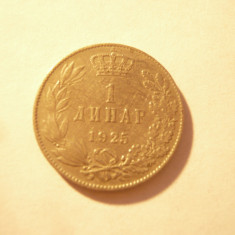 Moneda 1 Dinar 1925 Regatul Yugoslaviei Rege Alexandru I , Cu-Ni ,cal. Buna