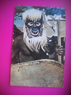 HOPCT 6651 DANSATOR IN COSTUM SI MASCA BATEKE-CONGO -AFRICA-CIRCULATA foto