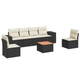 Cumpara ieftin Set canapele de gradina cu perne, 7 piese, negru, poliratan
