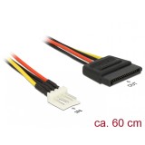 Cablu de alimentare SATA 15 pini la Floppy 4 pini 60cm M-T, Delock 83879