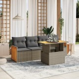 Cumpara ieftin Set canapea de grădină cu perne, 5 piese, gri, poliratan