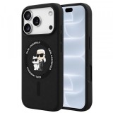 Husa MagSafe pentru Apple iPhone 18 Pro / 17 Pro, Karl Lagerfeld, Silicone Ring Karl &amp; Choupette, Neagra