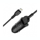 Cumpara ieftin Set Incarcator Auto + Cablu Date Lightning Hoco Z39 2XUSB QC 3.0 Negru