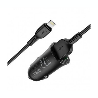 Set Incarcator Auto + Cablu Date Lightning Hoco Z39 2XUSB QC 3.0 Negru foto