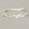 Bentita cu floricele crosetate albe-aurii (Marime Disponibila: 0-12 luni)