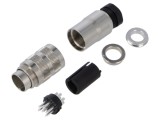 Conector M16 BINDER mufă tată lipire pe cablu 6 pini 5A 250V drept