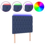 Cumpara ieftin Tablie de pat cu LED, albastru, 100x7x118/128 cm, textil