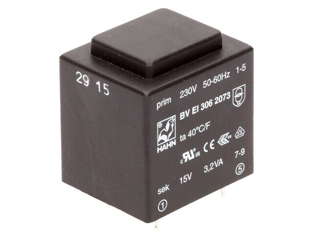 Transformator &icirc;ncapsulat 3,2VA 230V 15V PCB