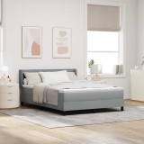 Cumpara ieftin Pat cu arcuri cu headboard Gri deschis 200 x 140 cm tesatura