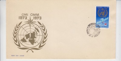 C12 - FDC Romania - Centenarul organizatiilor de meteorologie - LP825 - 1973 foto