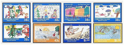 Christmas Island 1991 - Craciun, desene de copii, serie neuzata foto