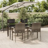 Set mobilier gradina cu perne, 5 piese, negru si gri, poliratan GartenMobel Dekor, vidaXL