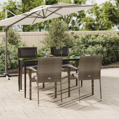 Gossi set mobilier gradina cu perne, 5 piese, negru si gri, poliratan foto