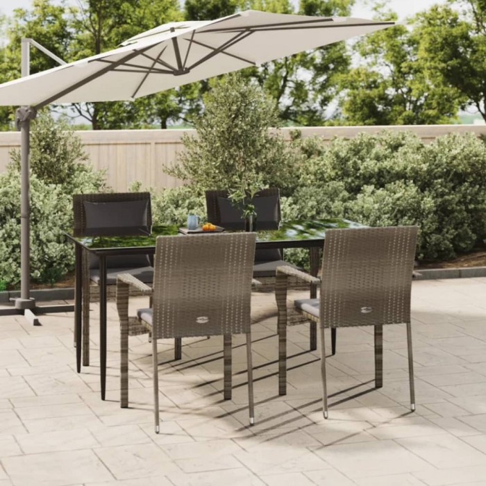 Gossi set mobilier gradina cu perne, 5 piese, negru si gri, poliratan